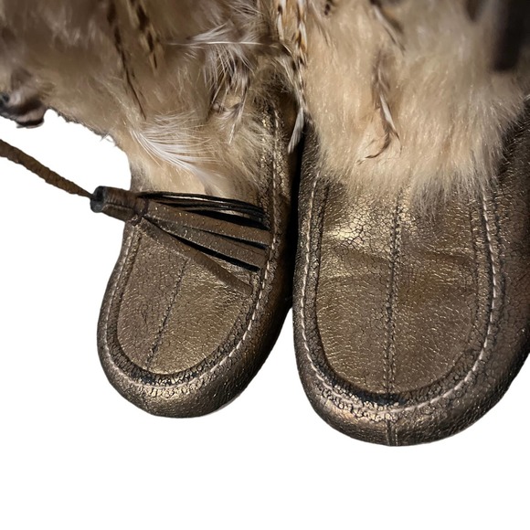 Colin Stuart Feather gold statement boots sz 7.5 - Picture 4 of 10